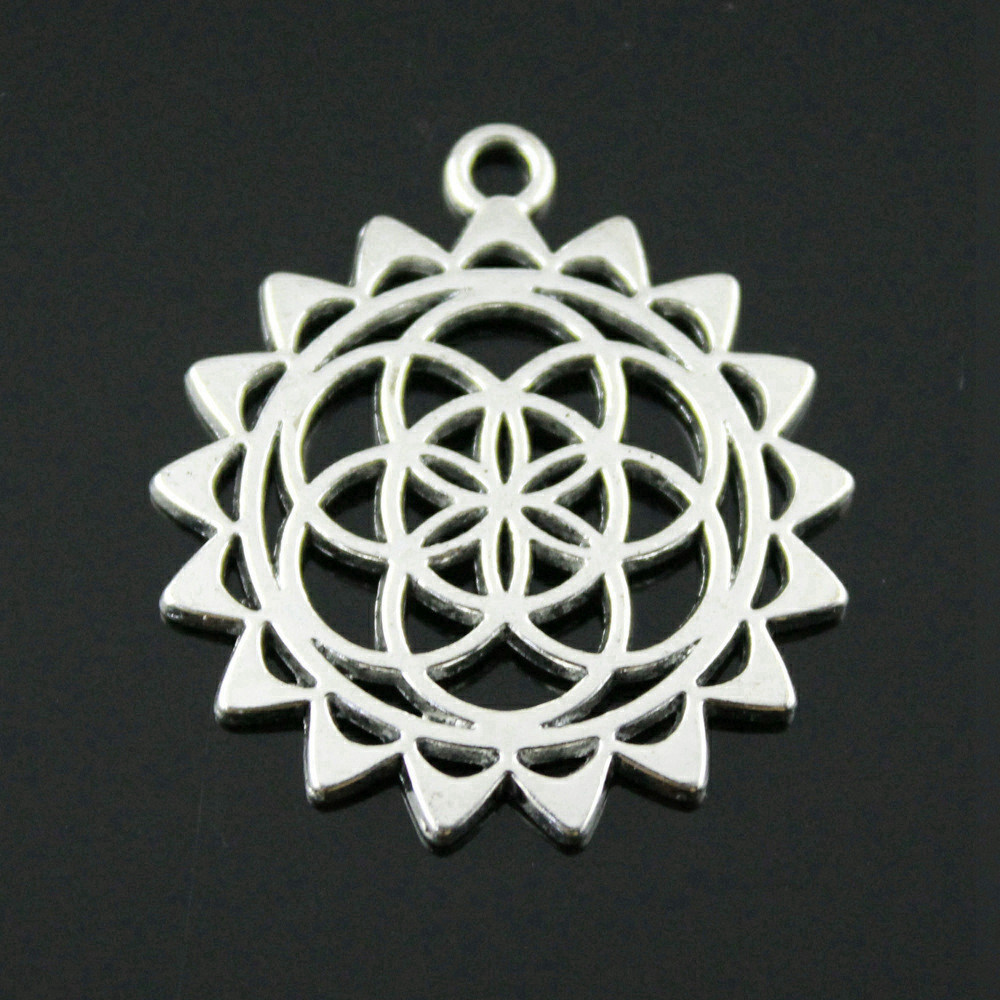Vintage Fashion Stores - Boho Round Flower Of Life Charms