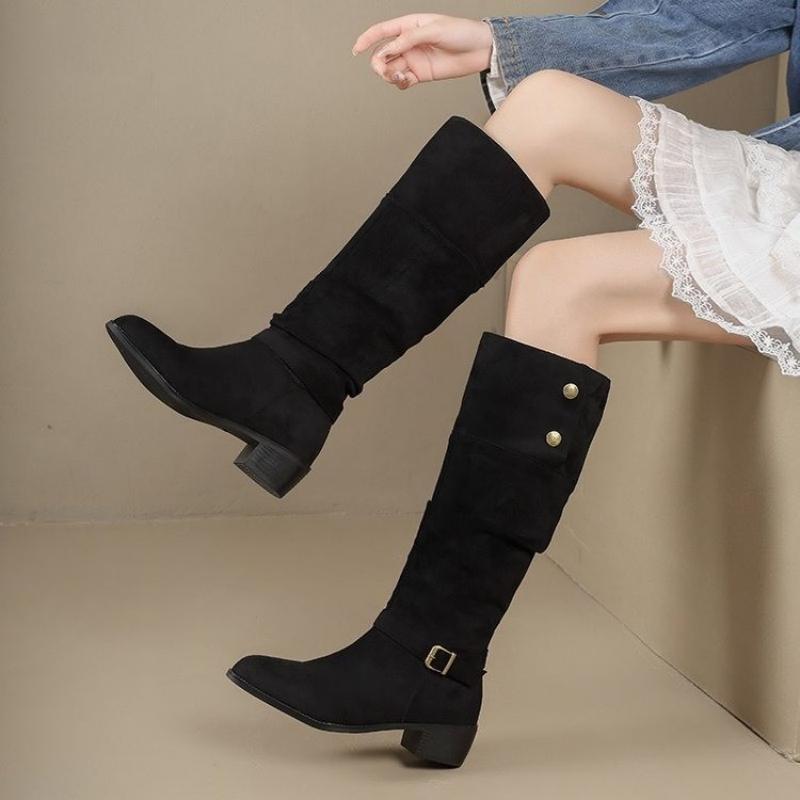 Women Slouchy Knee High Boots  - Vintage Fashion Online ulasan dan harga