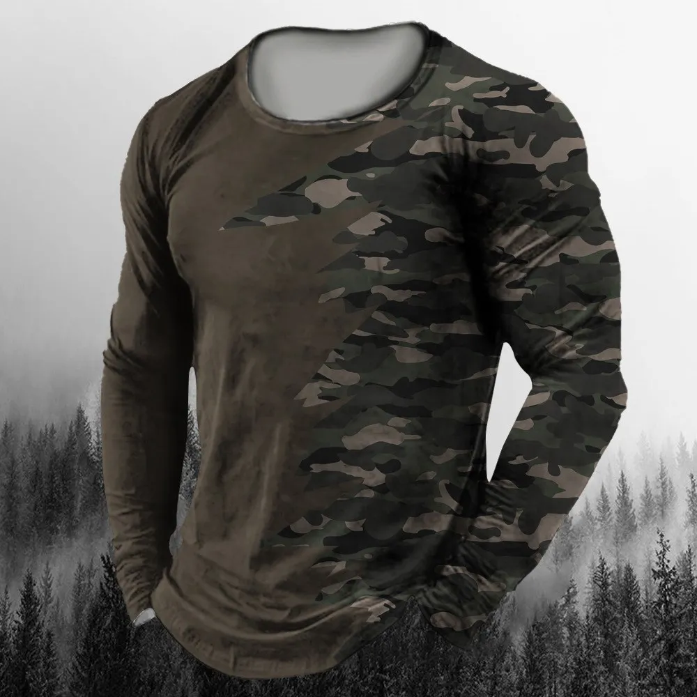 3D Printed Camouflage Long Sle - Vintage Outdoor Fashion ulasan dan harga