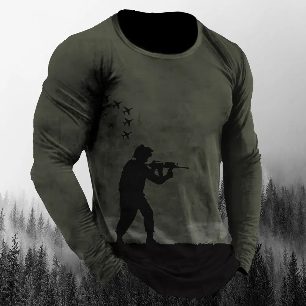 3D Printed Camouflage Long Sle - Vintage Outdoor Fashion ulasan dan harga