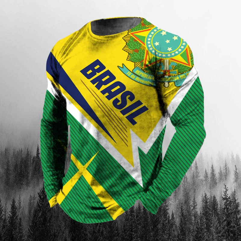 Vintage Brazilian Flag 3D Prin - Vintage Fashion Jersey ulasan dan harga