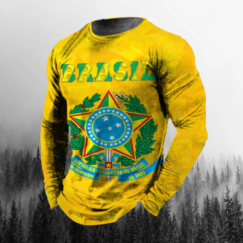 Vintage Brazilian Flag 3D Prin - Vintage Fashion Jersey ulasan dan harga