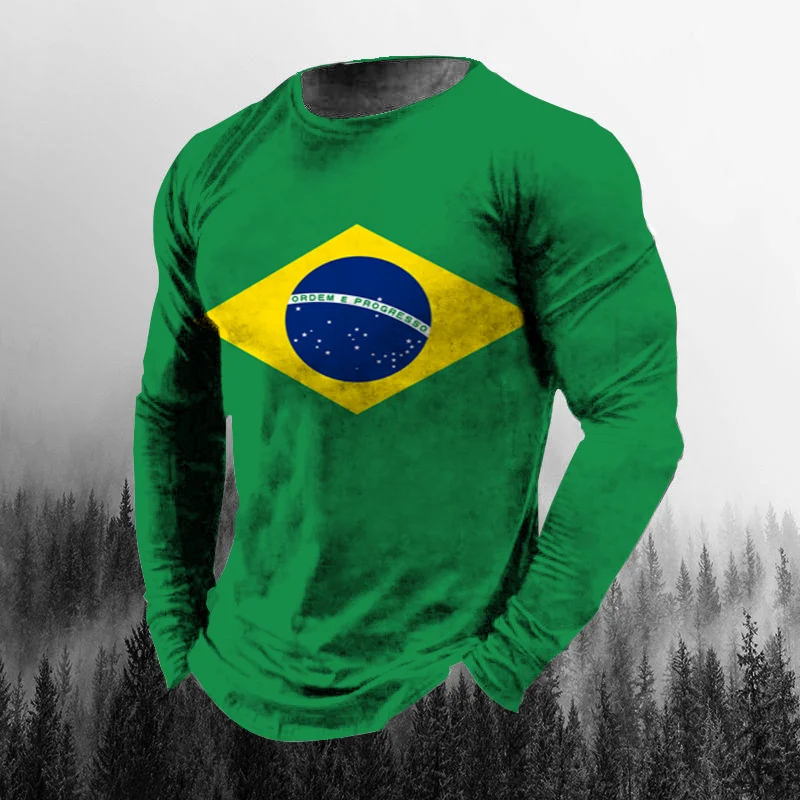 Vintage Brazilian Flag 3D Prin - Vintage Fashion Jersey ulasan dan harga