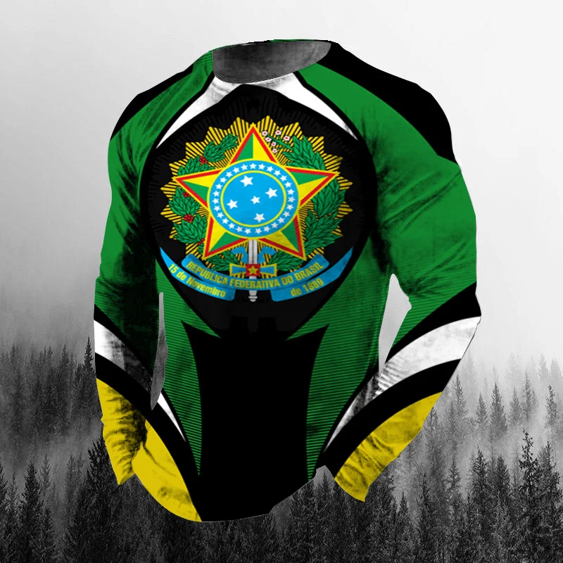 Vintage Brazilian Flag 3D Prin - Vintage Fashion Jersey ulasan dan harga